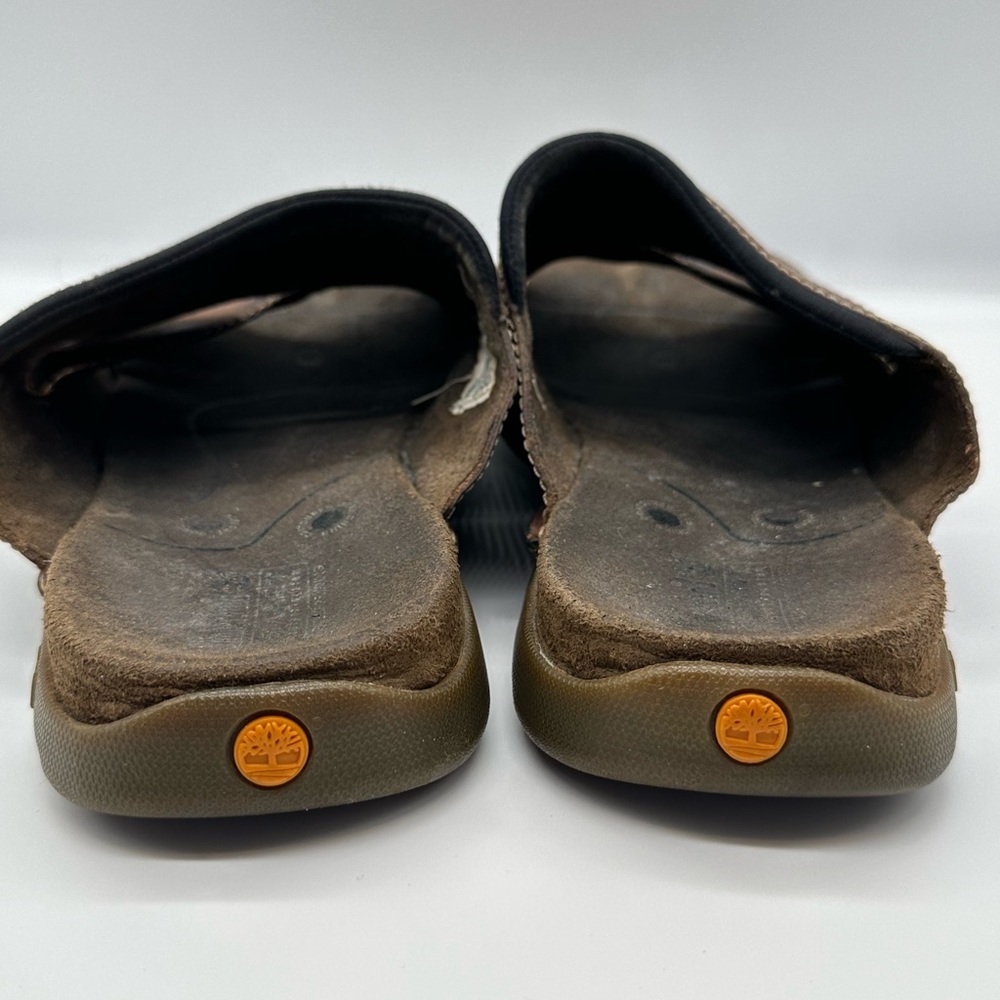 Timberland Smart Comfort System Brown Mens Leather Slides Sandals Size 12 WORN - Picture 6 of 7